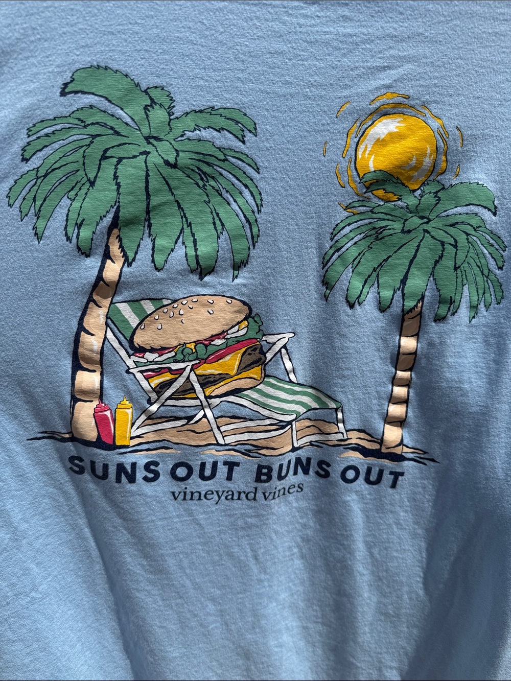 Vineyard Vines Light Blue Long-Sleeve Tee with Beach Burger Graphic